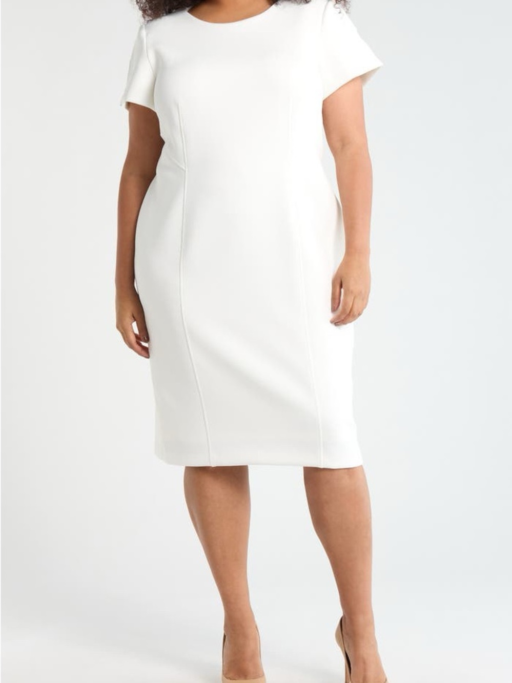 NWT Calvin Klein White Scuba Knit Sheath Dress Plus Size 18W